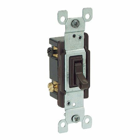 LEVITON Non-Grounded Toggle Brown 15A 3-Way Switch 204-01453-0CP